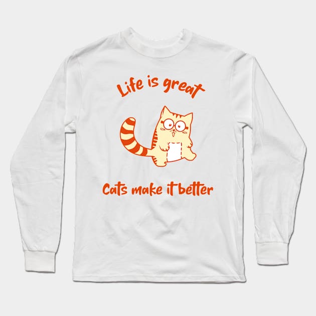 My life is great with cats Long Sleeve T-Shirt by Purrfect Shop